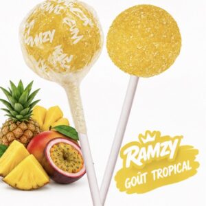 Mini sucette ramzy tropical gum (lot de 10)