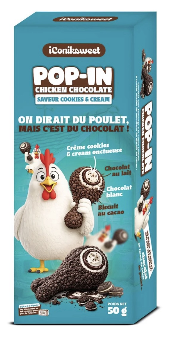 IConiksweet - Pop-In Chicken Chocolate – Saveur Cookies & Cream 50g