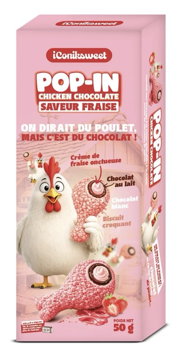 IConiksweet - Pop-In Chicken Chocolate – Saveur Fraise 50g