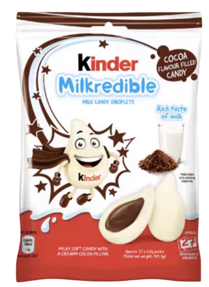 Kinder Milkredible China 46,8g - Bonbons Au Lait En Forme De Goutte Garniture À La Crème De Cacao