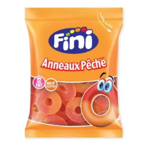 Sachet individuel de bonbons anneaux pêche – 90g